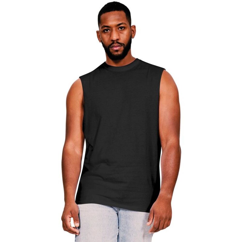 Casual Classics Mens Ringspun Cotton Drop Arm Holes Tank Top / Black